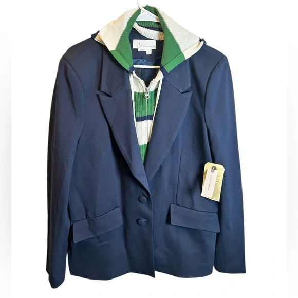 NWT Anthropologie Hooded Khloe Blazer W Striped Sweater Dickie Size Large - Picture 4 of 8